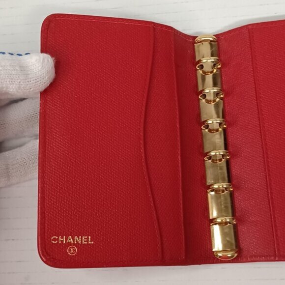 Chanel Caviar leather Ring Agenda Red Wallet Card 185-092025 - Picture 10 of 15